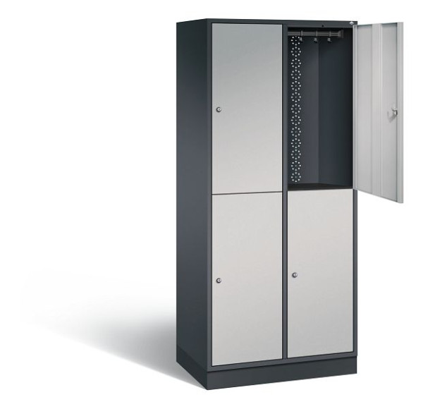 C+P Spind doppelstöckig XL Intro, H1950xB820xT490mm, Farbe: Schwarzgrau / Weißaluminium, 8270-202 S10040