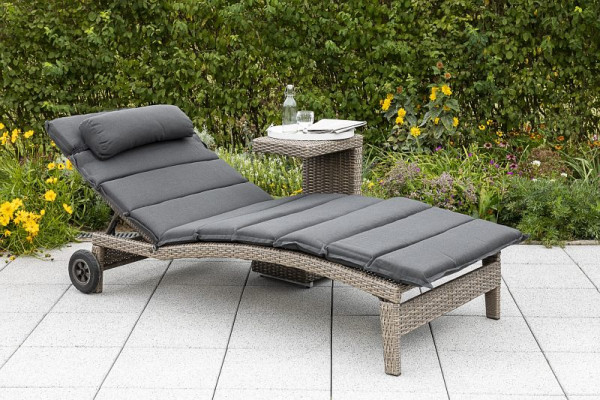 Merxx 2-teilig Andalusia Set, 1 Liege, besonders breite Liegefläche, inkl. Auflage und Kissen, 1 Besteilltisch, grau, 50447-273