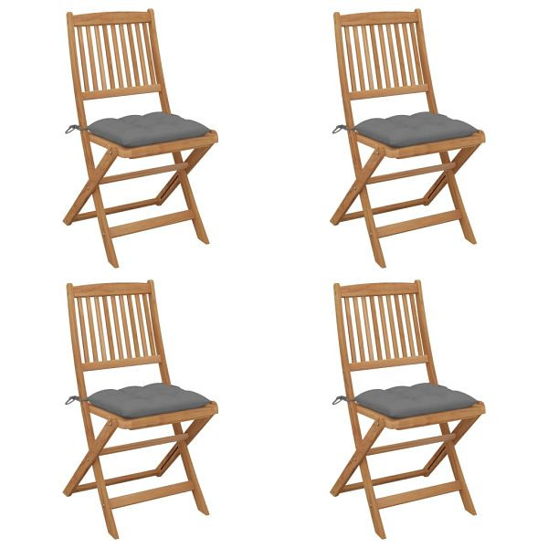 vidaXL Klappbare Gartenstühle 4 Stück mit Kissen Massivholz Akazie, 3064687