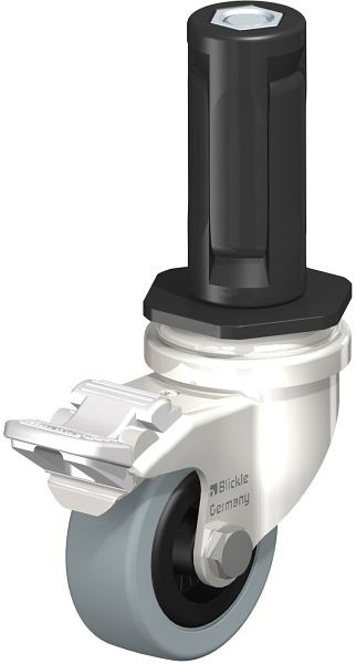 Blickle LRXA-VPA 50G-FI-EXR03 Edelstahl-Apparate-Lenkrolle mit Expander & Feststeller, Vollgummi, Grau, 856409