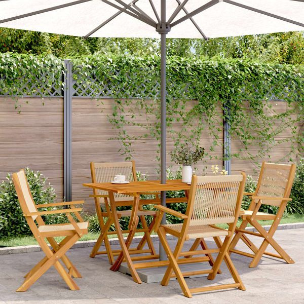 vidaXL Gartenstühle 4 Stück Klappbar Beige Massivholz Akazie, 3214571