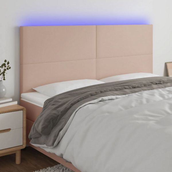 vidaXL LED Kopfteil Cappuccino-Braun 160x5x118/128cm Kunstleder, 3122245