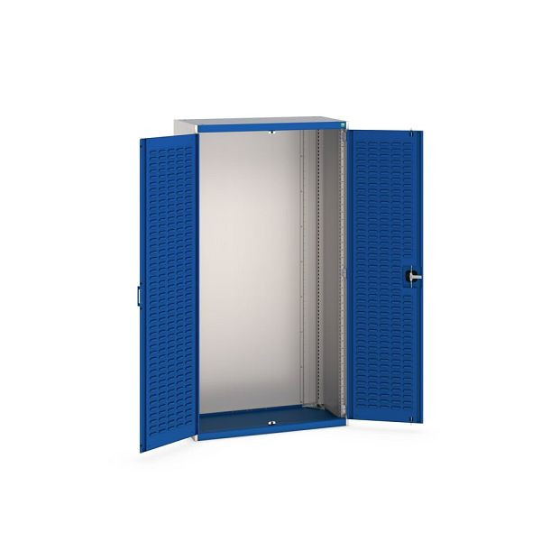 bott cubio Flügeltürschrank, mit Schlitzprägung in der Türrückseite, BxTxH: 1050x525x2000mm, RAL 7035/5010, Enzianblau, 40013020.11V