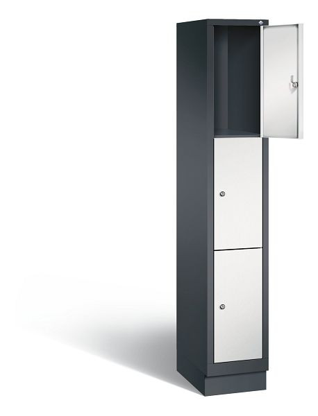 C+P Schließfachschrank Evolo, H1800xB320xT500mm, Farbe: Schwarzgrau / Lichtgrau, 48020-103 S10047