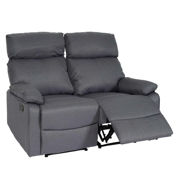 Mendler 2er Kinosessel HWC-L93, Relaxsessel Fernsehsessel Sofa, Armlehne Liegefunktion Nosagfederung Stoff/Textil, dunkelgrau, 103137+103138