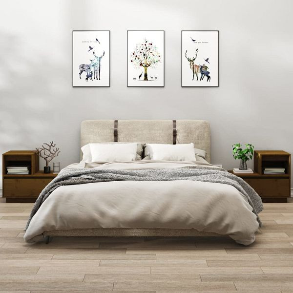 vidaXL Nachttische 2 Stück Honigbraun 60x34x51 cm Massivholz Kiefer, 814381