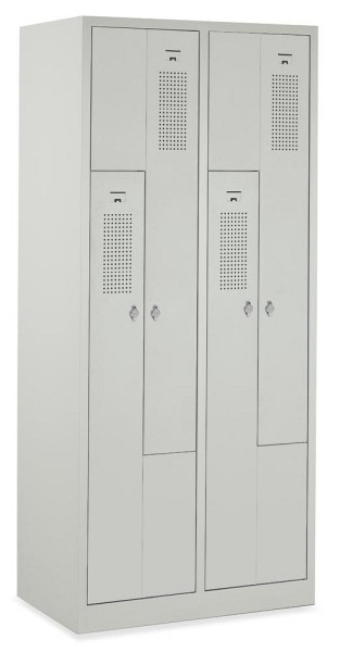 Deskin Z-Garderoben-Stahlspind mit Lüftungslöchern, Korpus Lichtgrau RAL 7035, Türen Lichtgrau RAL 7035, B 800 x H 1800 x T 500 mm, 269213