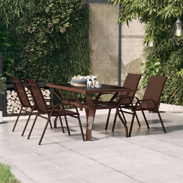 vidaXL Gartentisch Braun und Schwarz 140x70x70 cm Stahl und Glas, 318772