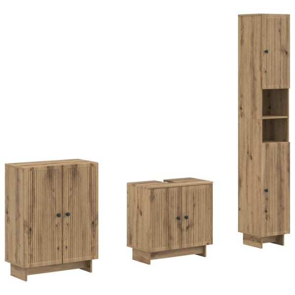 vidaXL 3-teiliges Badezimmer-Schranksystem EDE Artisan-Eiche, 3417422