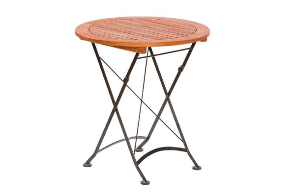 Merxx Schlossgarten Klapptisch, Ø 70 cm, Flachstahl mit FSC Eukalyptusbelattung, 24248-217