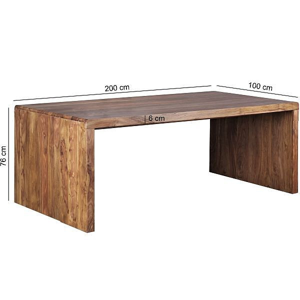 Wohnling Schreibtisch BOHA Massivholz Sheesham 200 cm breit Echtholz Design Ablage, Landhaus-Stil, WL1.434