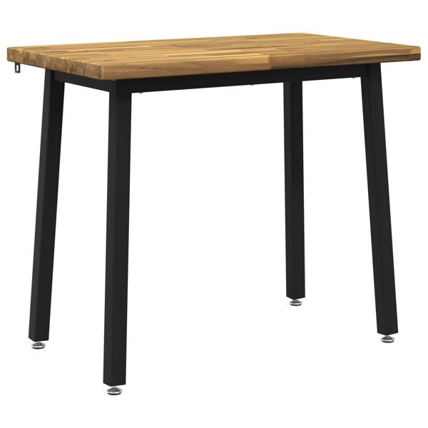 vidaXL 90 x 55 x 75 cm Massivholz Akazie Weiß und Schwarz Rechtwinklig, 937577