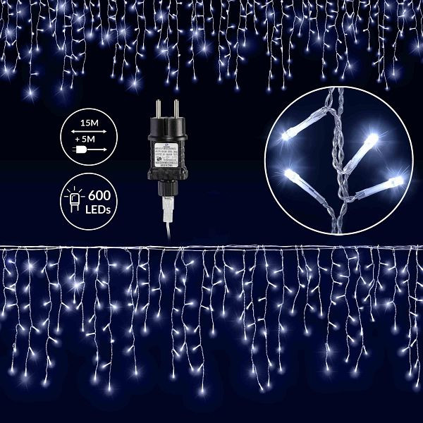 monzana Regenlichterkette LED Kaltweiß 20m, 105281