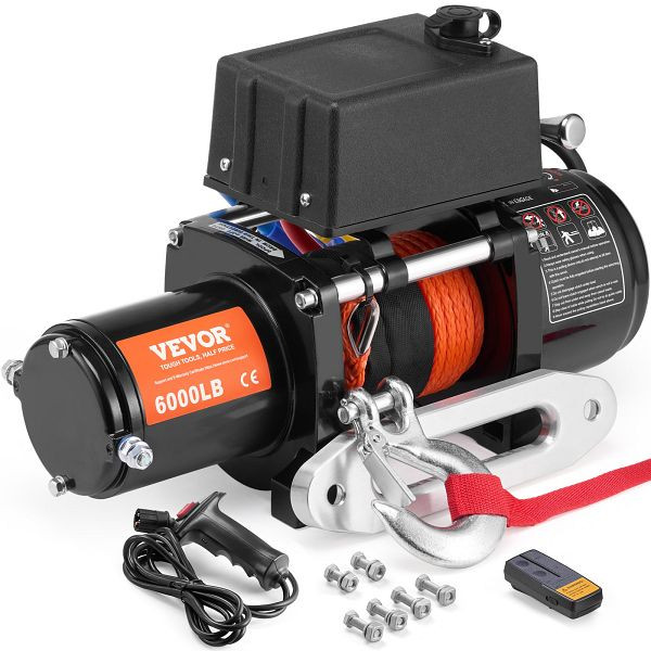 VEVOR Elektrische Seilwinde 12V DC 2722kg Elektrowinde Motorwinde 12-strängig, DDHCSJPYXWXYZAFQNV9