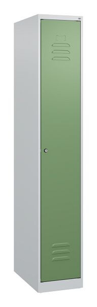 C+P Umkleidespind Classic PLUS mit Mitteltrennwand, 1700x300x500mm, 7035/6011, Zylinderschloss, 0800007-10F S10019