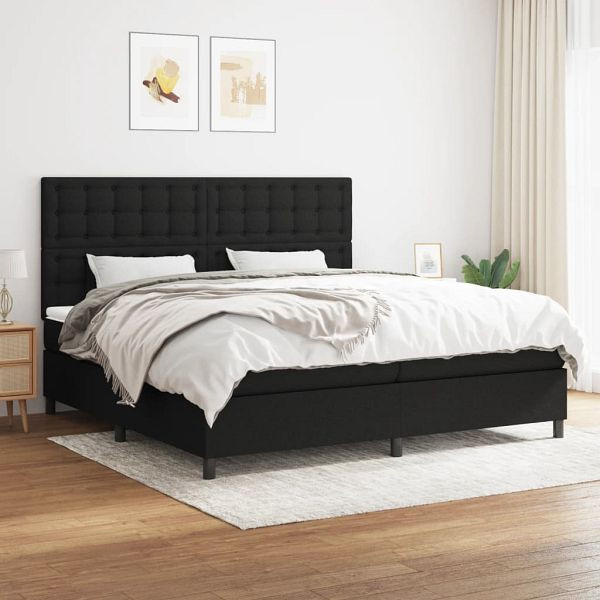 vidaXL Boxspringbett mit Matratze Schwarz 200x200 cm Stoff, 3142123
