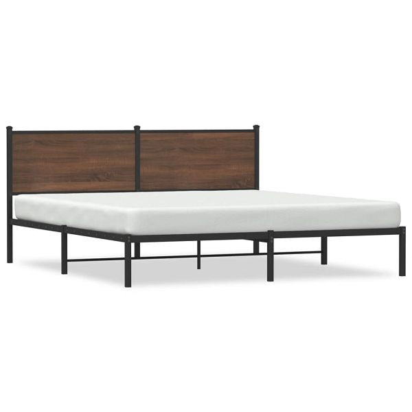 vidaXL Bettgestell mit Kopfteil Metall Braun Eichen-Optik 180x200 cm, 4007769