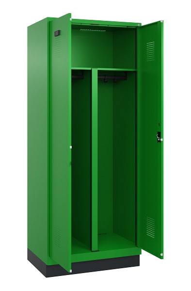 C+P PSA Schwarz-Weiß-Spind Evolo PLUS, mit Sockel, 2 Abteile, 1950x800x500mm, 60, Zylinderschloss, 049022-22P S10053
