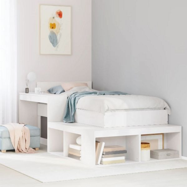 vidaXL Nachttisch mit Schreibtisch Weiß 222x107x75 cm Massivholz, 855757