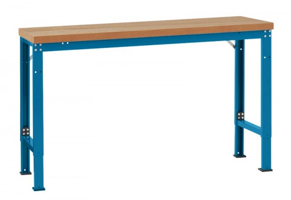 Manuflex Grundwerkbank PROFI Spezial mit Multiplexplatte, BxTxH = 1500 x 700 x 740-1040 mm, Brillantblau, TP6014.5007