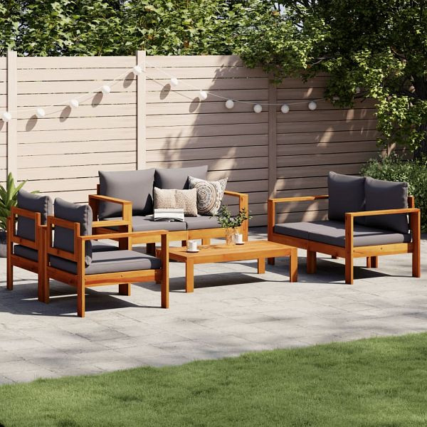 vidaXL 5-teilig Garten-Sofagarnitur mit Kissen Massivholz Akazie, 3214845