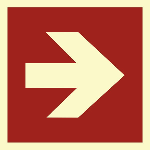 Moedel Richtungsangabe DIN ISO 3864, Folie, rot/nachleuchtend, 160-mcd, 148x148 mm, 57186