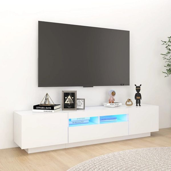 vidaXL TV-Schrank mit LED-Leuchten Weiß 180x35x40 cm, 3081897