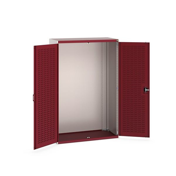 bott cubio Flügeltürschrank, mit Schlitzprägung in der Türrückseite, BxTxH: 1300x650x2000mm, RAL 7035/3004, Purpurrot, 40022020.24V
