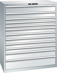 LISTA Schubladenschrank 64x36E (BxTxH) 1193x725x1450mm AUTO Lock, Lichtgrau, 12 Schubladen, Fronthöhen: 75-200mm, 78.842.020.A