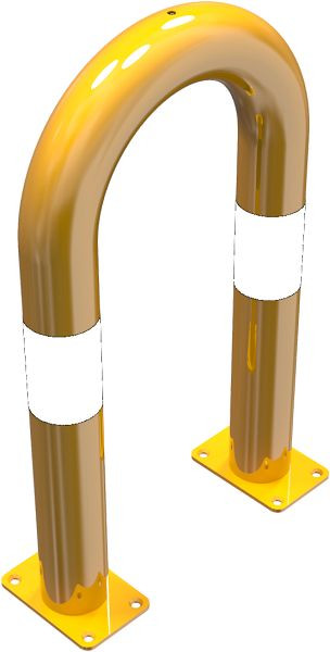Schake Rammschutzbügel Stahlrohr Ø 76 mm gelb / schwarz, Gesamtbreite: 400 mm, Höhe Überflur: 650 mm, für Dübel Befestigung, 477_04PBG