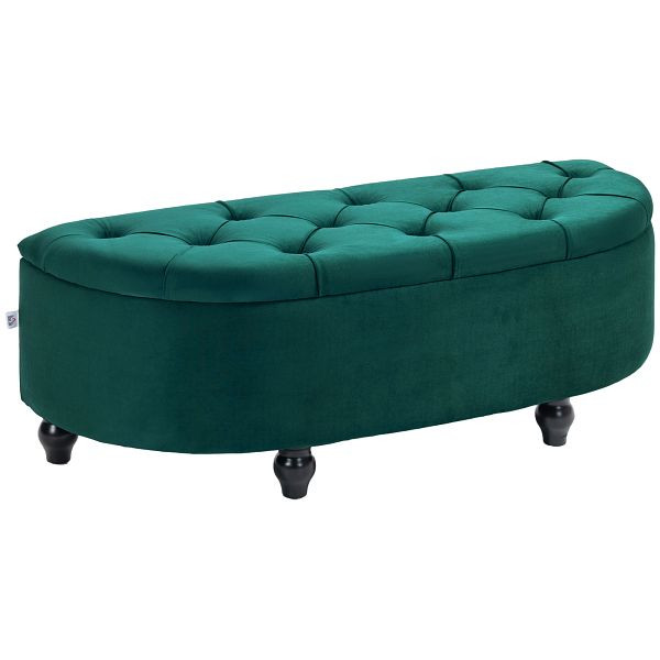 HOMCOM Hocker mit Stauraum, Sitztruhe, gepolstert, soft-close Deckel, Samtoptik, 120 x 46 x 42 cm, Dunkelgrau, 831-410V00DG