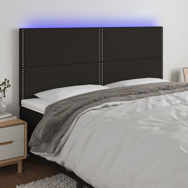 vidaXL LED Kopfteil Schwarz 200x5x118/128 cm Stoff, 3122308
