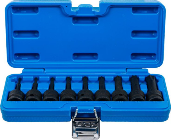 BGS Kraft-Bit-Einsatz-Satz, Antrieb Innenvierkant 12,5 mm (1/2"), T-Profil (für Torx) T20 - T70, 9-teilig, 5480