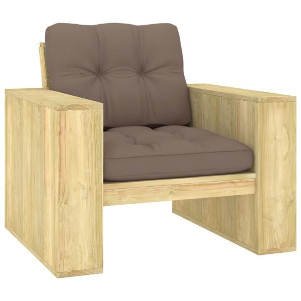 vidaXL Gartenstuhl mit Taupe Kissen Imprägniertes Kiefernholz, 3065749