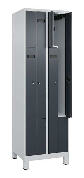 C+P Z-Spind Evolo PLUS, Füße, 4 Fächer, 1950x600x500mm, 7035/7016, Zylinderschloss, 049013-204 S10040