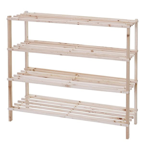 Mendler Schuhregal HWC-B52 Schuhablage Schuhständer Holzregal Standregal, 4 Böden, 60551