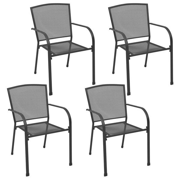 vidaXL Gartenstühle 4 Stück Mesh-Design Anthrazit Stahl, 310154