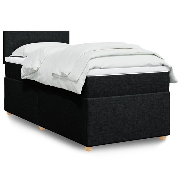 vidaXL Boxspringbett mit Matratze Schwarz 80x200 cm Stoff, 3286502