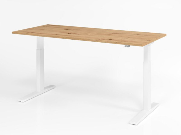 Hammerbacher Schreibtisch XMKA19, 180 x 80 cm, Platte: Asteiche, 25 mm dick, ABS-Dickkante, Rechteckform, Weiß, VXMKA19/R/W