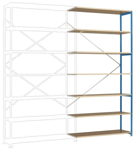 Manuflex Großfach-Steckregal Anbauregal mit 7 Holzverbundböden, HxBxT = 3000 x 1500 x 400 mm, lichtblau, RP1741.5012