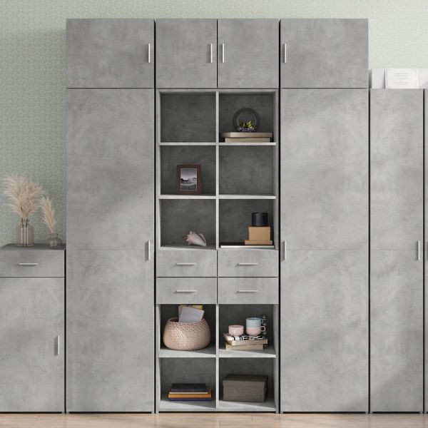 vidaXL Highboard Betongrau 70x42,5x185 cm Holzwerkstoff, 3281465