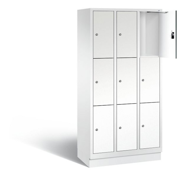 C+P Schließfachschrank Evolo, H1800xB900xT500mm, Farbe: Verkehrsweiß / Dekor Weiß, 48020-303 S10250