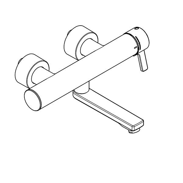 KWC Einhebel-Thermostat, F5, Wandbatterie, thermostatisch gesteuerte Mischkartusche, Messing poliert verchromt, Ausladung 255 mm, 3600003856