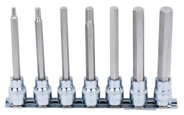 KS Tools 3/8" CHROMEplus Bit-Stecknuss-Satz Innensechskant, 7-teilig 4-12mm, lang, 918.3960
