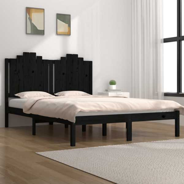 vidaXL Massivholzbett Schwarz Kiefer 140x190 cm, 3103762