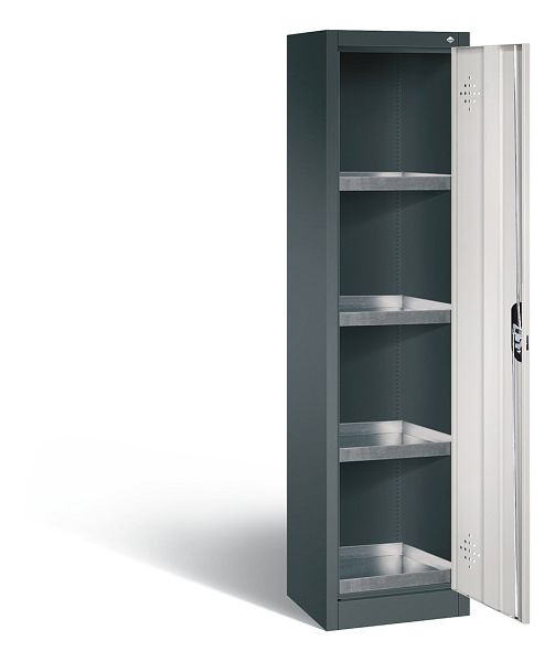 C+P Umweltschrank Acurado, H1950xB502xT500mm, Farbe: Anthrazitgrau / Lichtgrau, Muldengriff, 8901-315 S10171