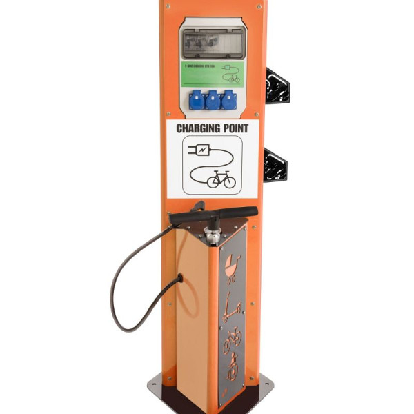 Stein HGS Fahrrad-Servicestation Modell BM3024, Ladestation, RAL 2008 - Hellrotorange, 63687.0001