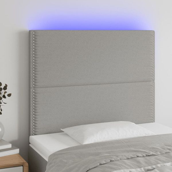 vidaXL LED Kopfteil Hellgrau 90x5x118/128 cm Stoff, 3122266