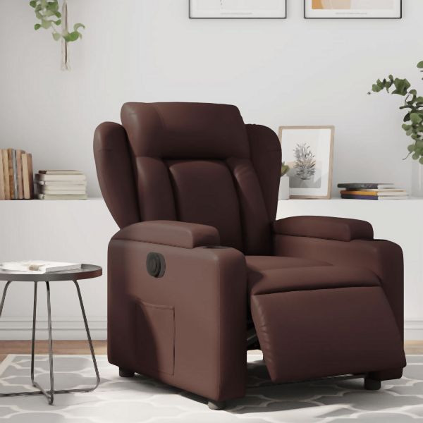 vidaXL Elektrischer Relaxsessel Braun Kunstleder, 3204532