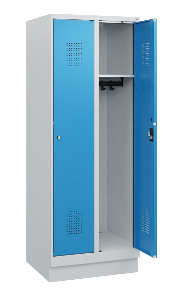 C+P Spind Evolo PLUS, Sockel, 2 Abteile, 1630x600x500mm, 7035/5012, Zylinderschloss, 0490205-20 S10031